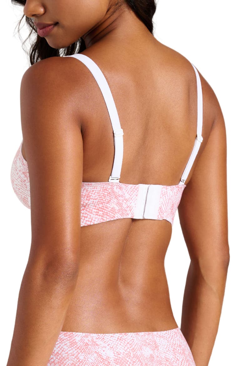 Organic Cotton No-Show V-Neck Foam Bra, Alternate, color, Pink Snake Print