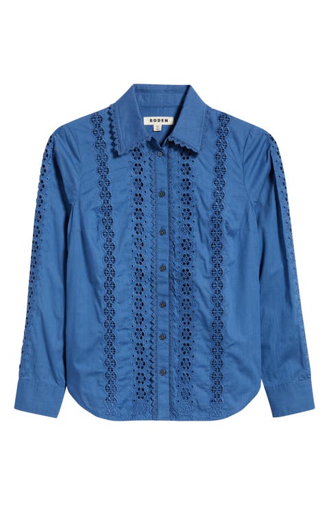 Sienna Embroidered Detail Cotton Button-Up Shirt