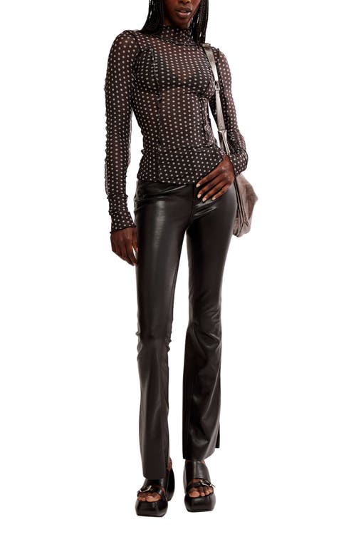 Free People Charlie Print Turtleneck Mesh Top In Luna Dot