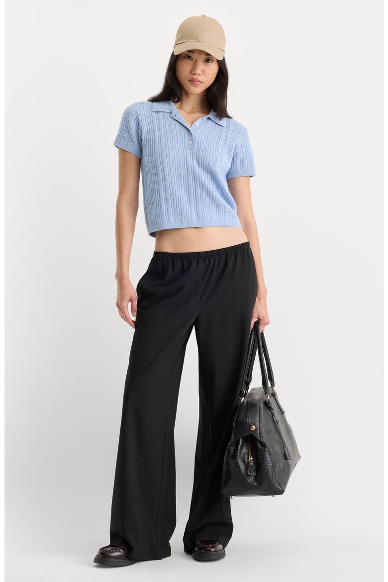 The Micro Cable Merino Wool Polo, Alternate, color, SKY