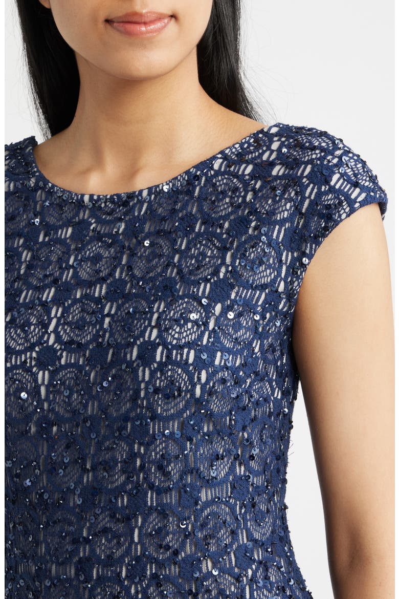 Open Stitch Cocktail Dress, Alternate, color, NAVY