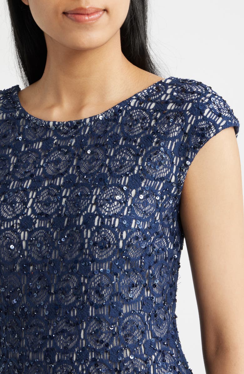 Pisarro Nights Open Stitch Cocktail Dress, Alternate, color, Navy