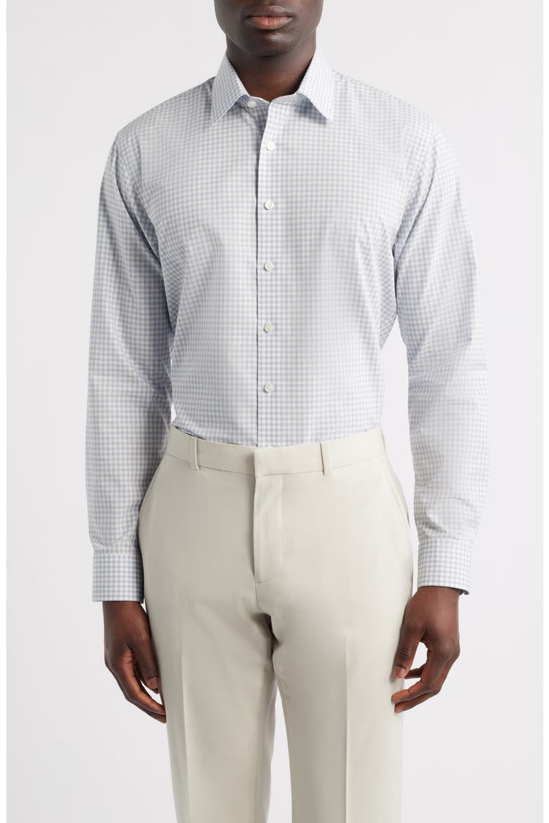 Trim Fit Check Non-Iron Cotton Dress Shirt, Main, color, BLUE VALEMONT PLAID