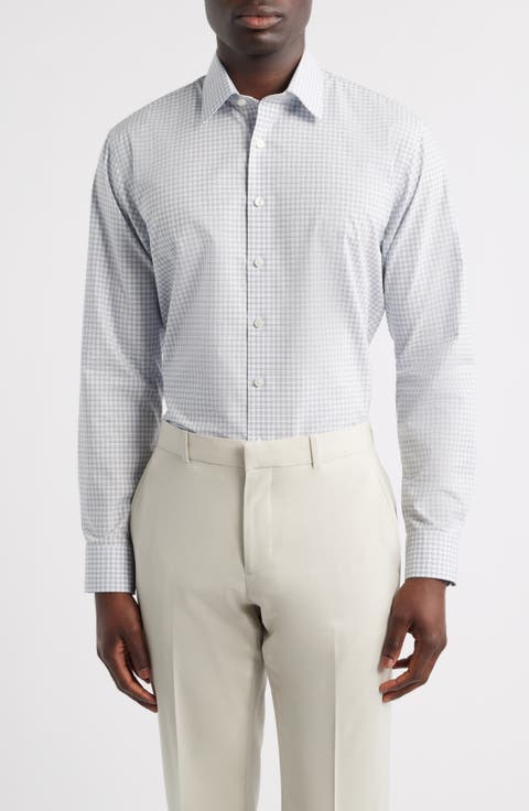 Trim Fit Check Non-Iron Cotton Dress Shirt (Regular, Big & Tall)