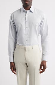 Nordstrom Trim Fit Check Non-Iron Cotton Dress Shirt