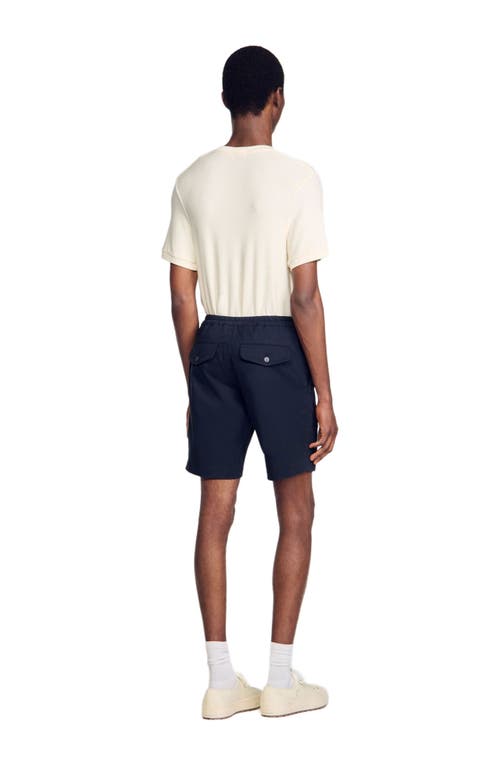 Sandro Cotton Shorts In Midnight Blue