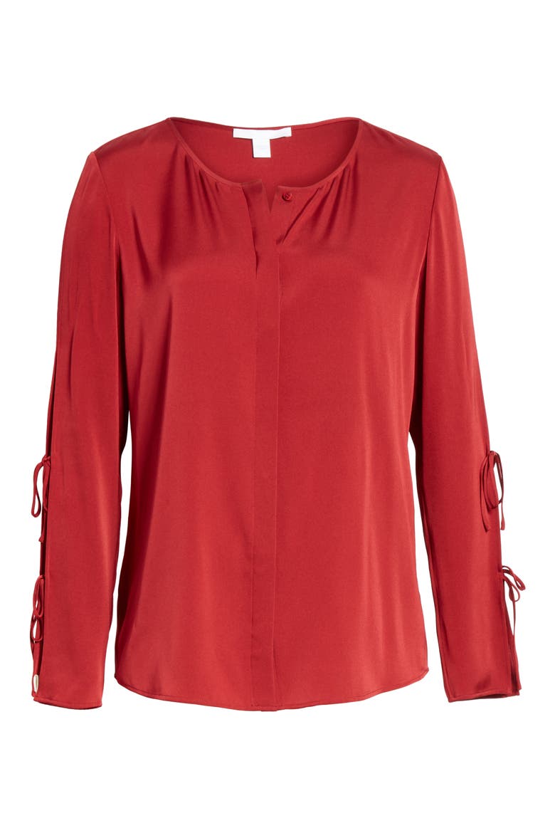 Burana Stretch Silk Blouse, Alternate, color, DARK RED