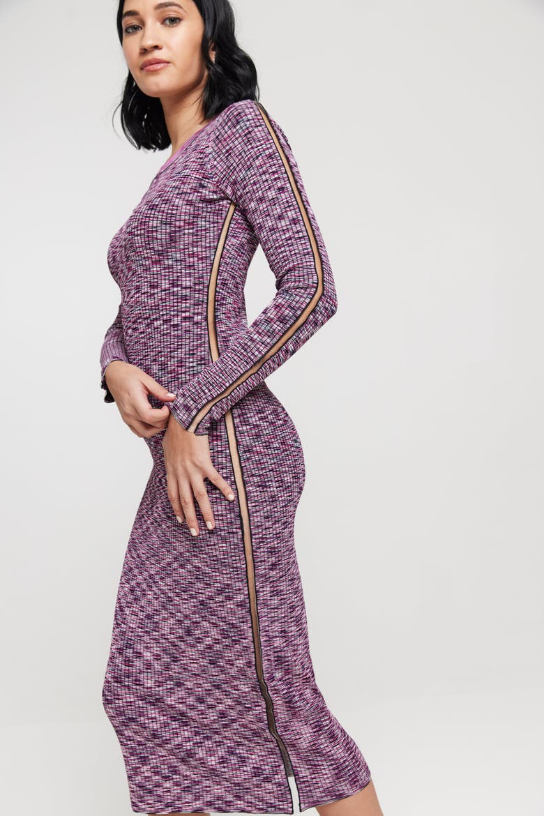 The Space Dye Ribbed Sweater Midi Dress, Alternate, color, WILD BERRY