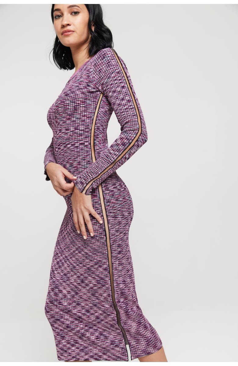 KADA The Space Dye Ribbed Sweater Midi Dress, Alternate, color, Wild Berry