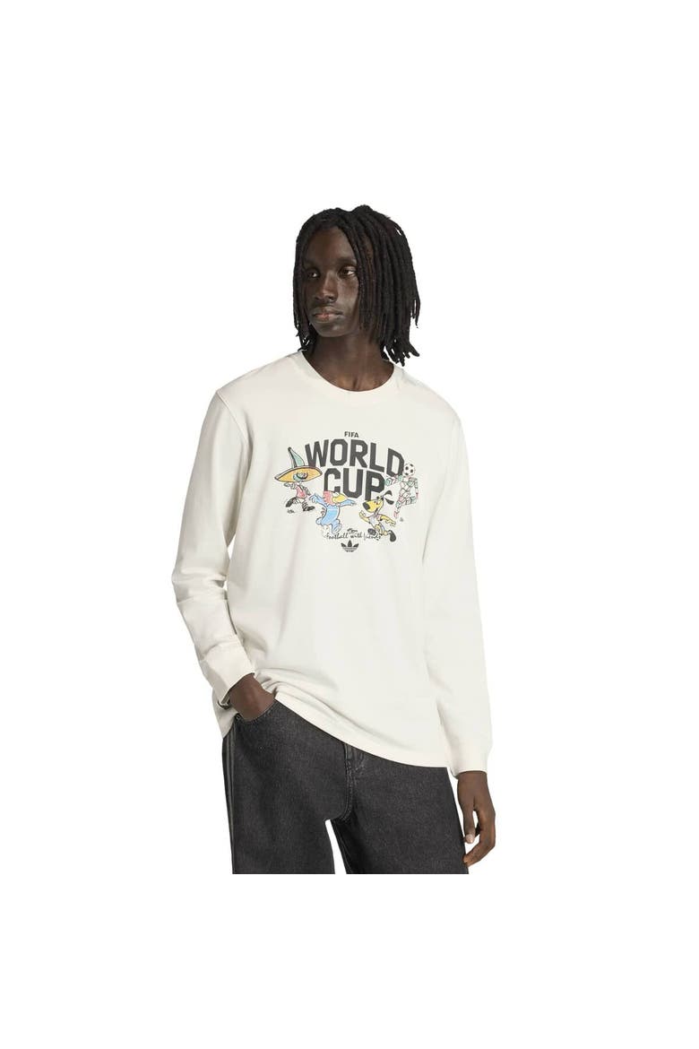 Men's adidas  White FIFA World Cup Historic Mascot Long Sleeve T-Shirt, Main, color, White