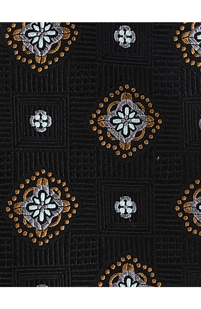 Oak Hill Premium by DXL Big & Tall Winter Medallion Silk Tie, Alternate, color, Black