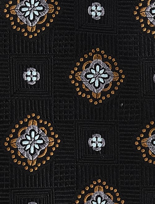 Oak Hill Premium By Dxl Big & Tall Winter Medallion Silk Tie In Black