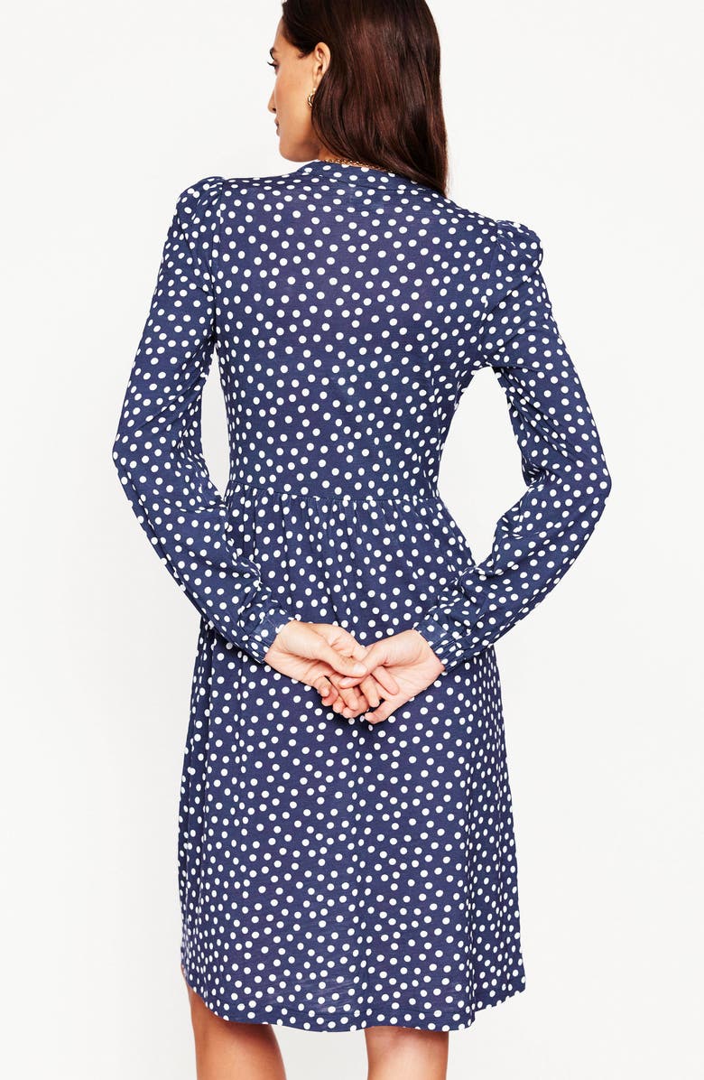 Boden Naomi Relaxed Jersey Dress, Alternate, color, French Navy Abstract Dot