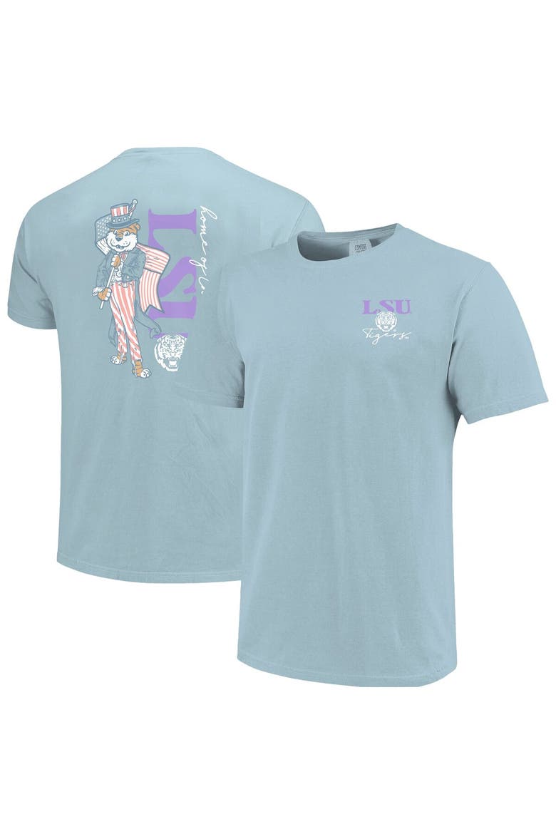 Women's Light Blue LSU Tigers Americana Mascot Comfort Colors T-Shirt, Main, color, Light Blue