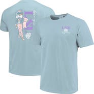 IMAGE ONE Women's Light Blue LSU Tigers Americana Mascot Comfort Colors T-Shirt
