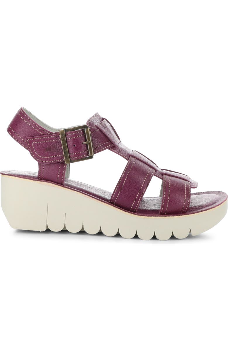 Fly London Yudd Platform Wedge Sandal, Alternate, color, Berry