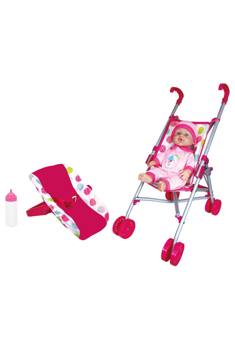 12 Inch Baby Doll & Push Carry Travel Set, Main, color, Multicolored