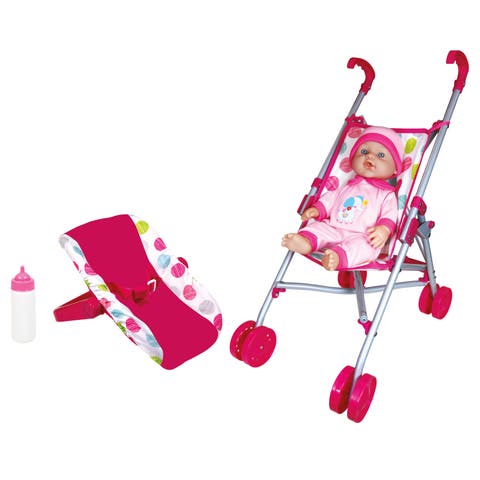 12 Inch Baby Doll & Push Carry Travel Set