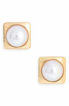 NORDSTROM RACK Faux Pearl Square Stud Earrings
