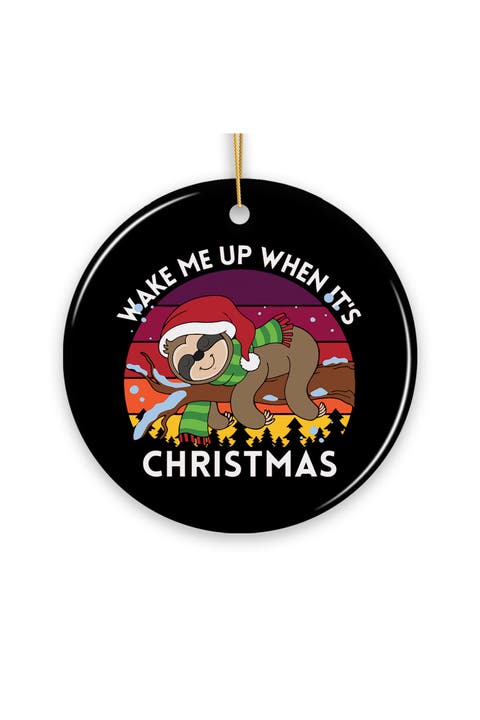 Sleepy Sloth Santa Hat Christmas Ornament