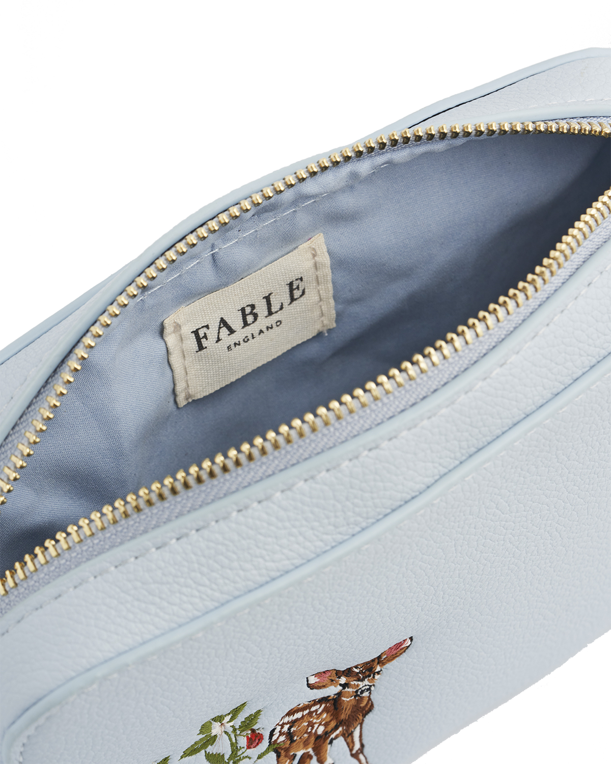 Fable England Charlotte Strawberry & Fawn Embroidered Camera Bag, Alternate, color, Light/Pastel Blue