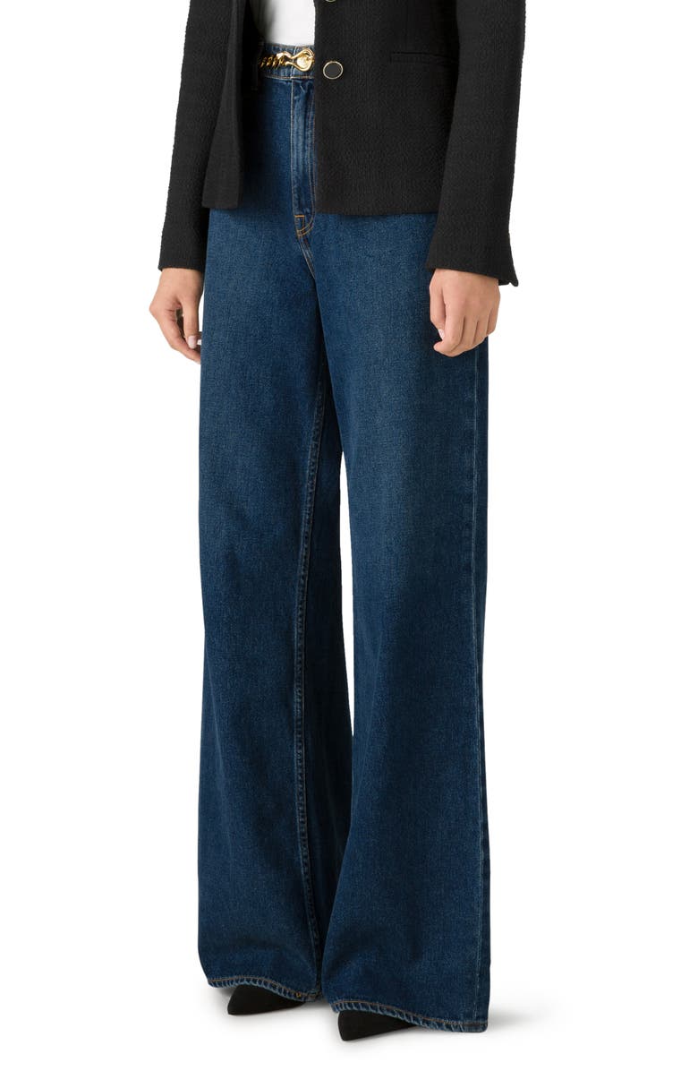 ST. JOHN Paseo Nonstretch Denim Wide Leg Jeans, Alternate, color, Dark Indigo