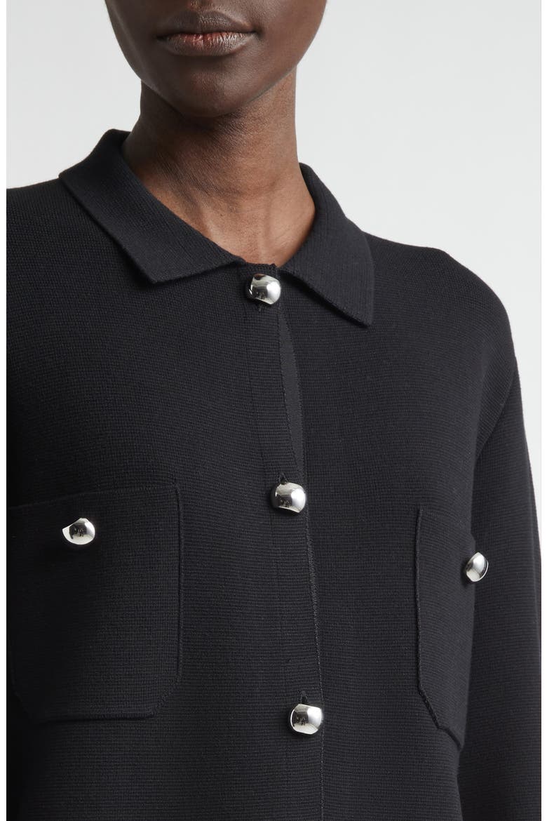 Matte Crepe Shirt Jacket, Alternate, color, BLACK MULTI