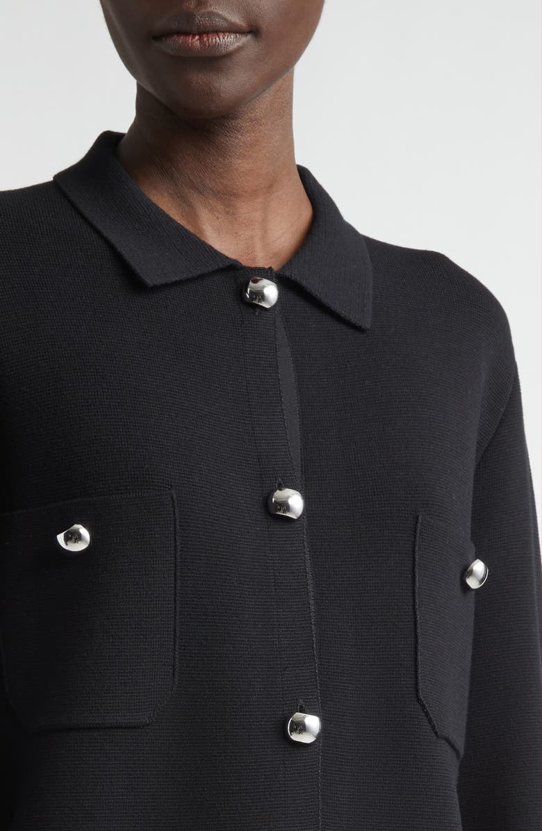 Lafayette 148 New York Matte Crepe Shirt Jacket, Alternate, color, Black Multi