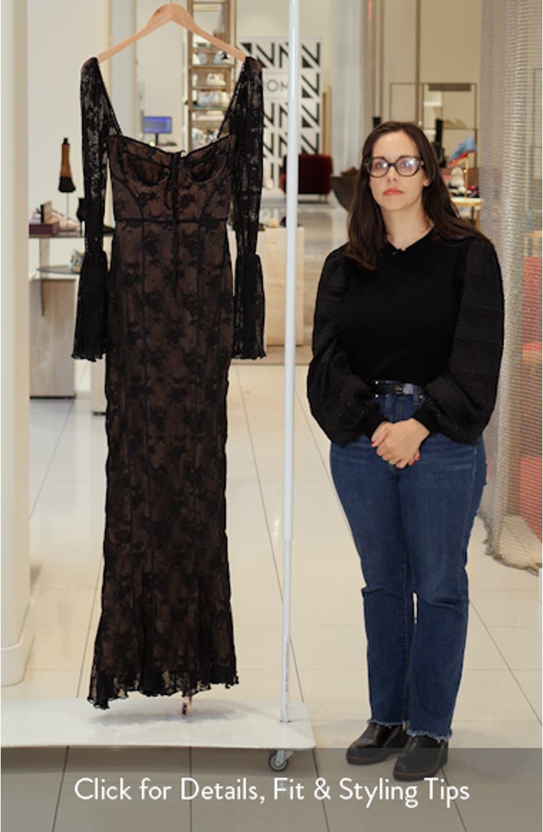 Delilah Long Sleeve Lace Overlay Mermaid Dress