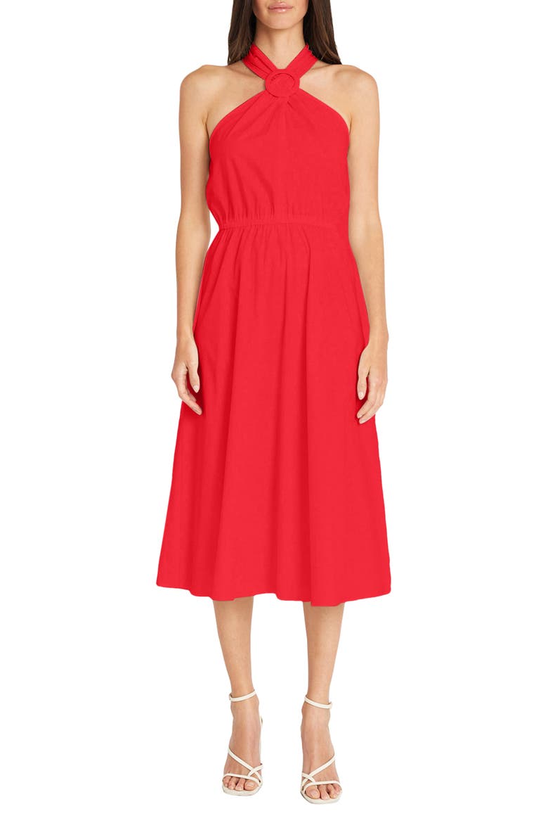 maggy london halter dress Neck O-Ring Poplin Midi (Women) bucket:Light Pink