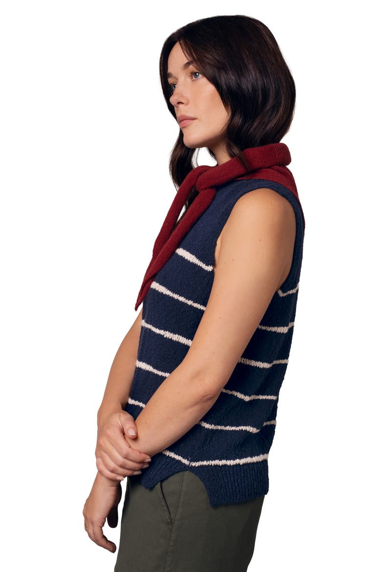 Drop Stitch Knitted Vest Top, Alternate, color, Navy / Ecru