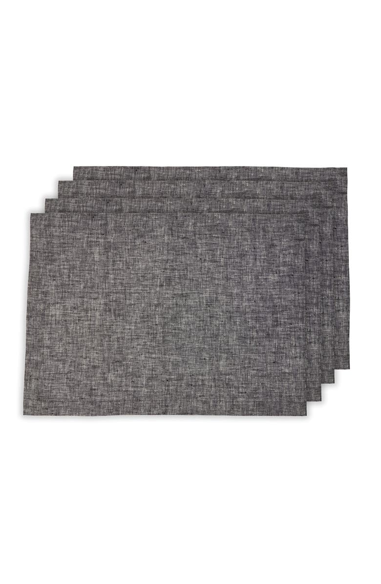 Solino Home Linen Placemats - Athena, 14" x 19" Inch, Main, color, Chambray Black