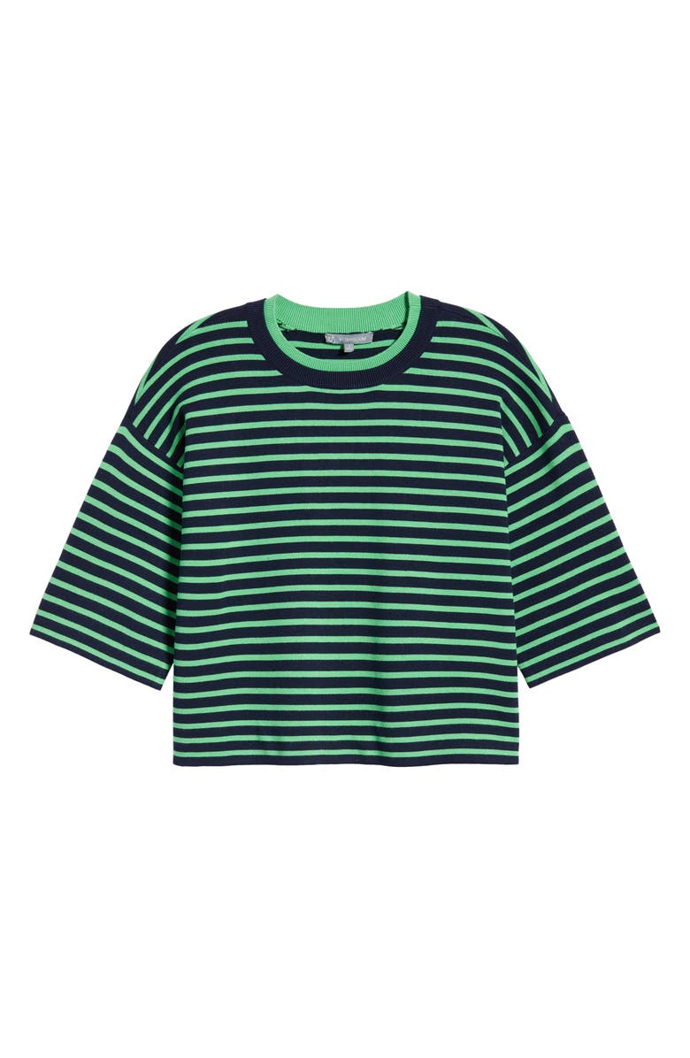 Wit & Wisdom Stripe Knit Top, Alternate, color, Navy/ Retro Green