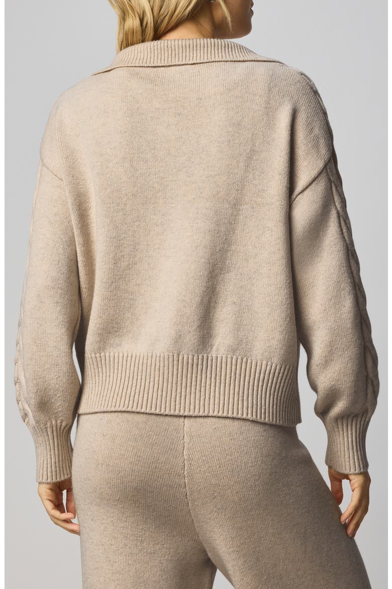 Jet Set Cable Stitch Polo Sweater, Alternate, color, CAPPUCCINO BROWN