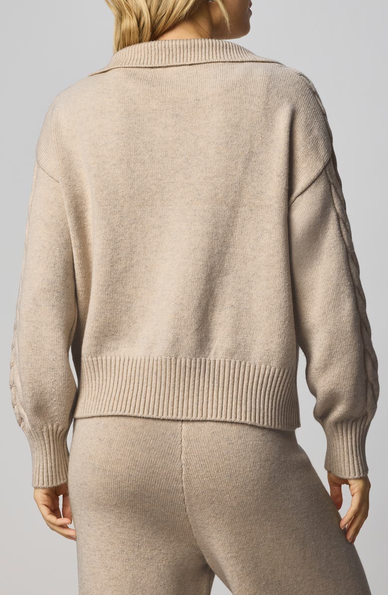 Splendid Jet Set Cable Stitch Polo Sweater, Alternate, color, Cappuccino Brown