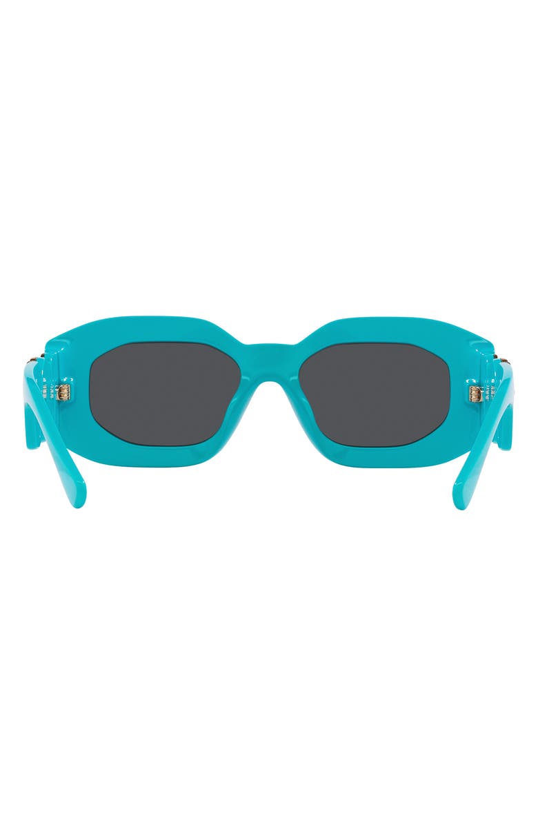 Versace 53mm Rectangular Sunglasses, Alternate, color, Azure