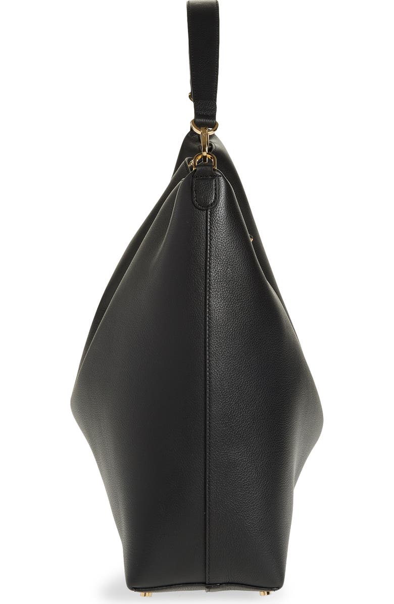 TOTEME Bevel Grained Leather Shoulder Bag, Alternate, color, Black