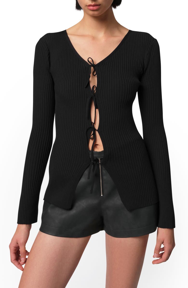 Apparis Wren Tie Front Rib Cardigan, Main, color, 