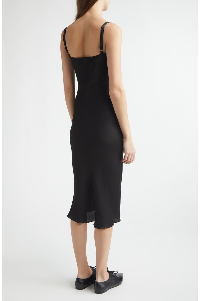 Satin Slipdress with Chiffon Appliqué, Alternate, color, BLACK