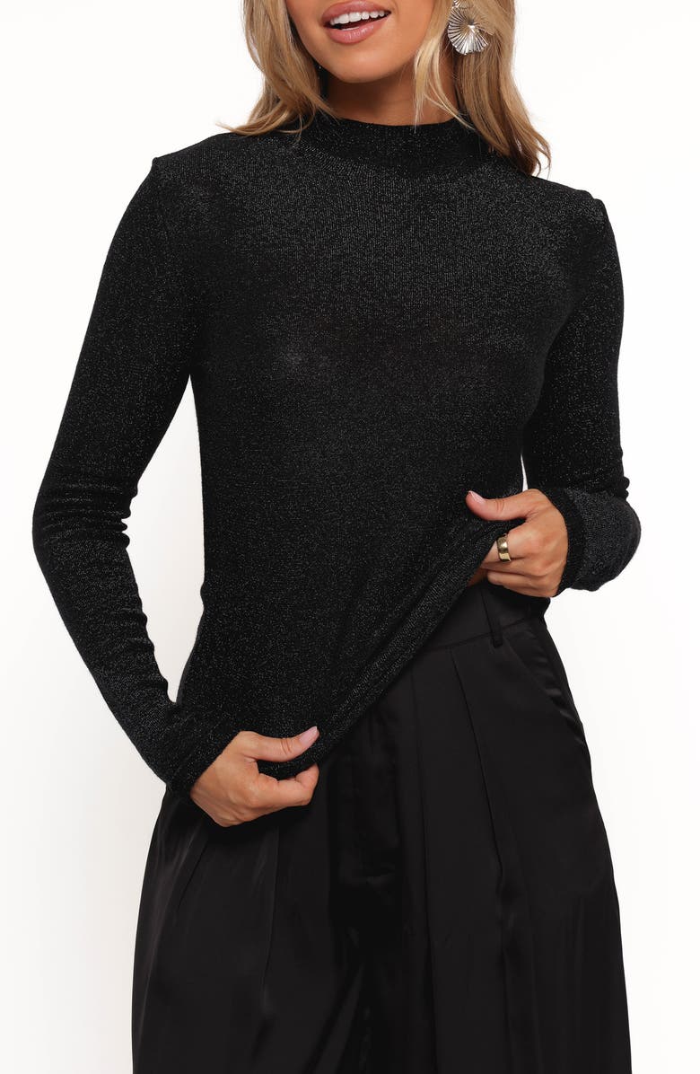 Petal & Pup Lovie Mock Neck A-Line Sweater, Main, color, Black