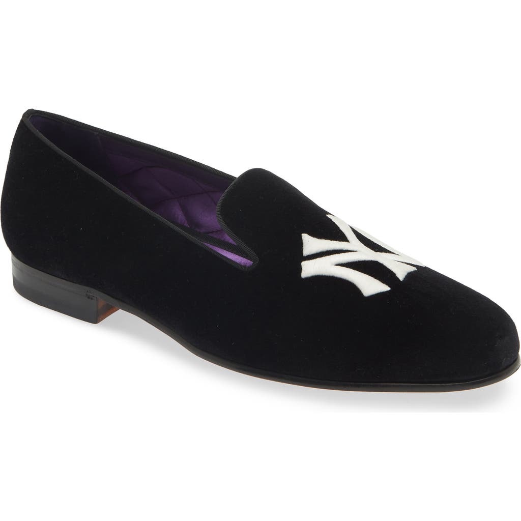 Ralph Lauren Purple Label x Yankees Alonzo Velvet Venetian Loafer in Polo Black