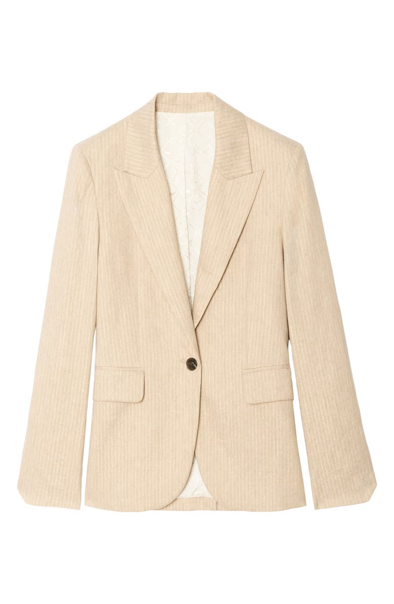 Zadig & Voltaire Vavy Tailleur Pinstripe Blazer, Alternate, color, Cookie