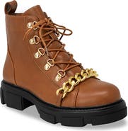 CHASE AND CHLOE ́ Curb Chain Trimmed Lug Sole Boot