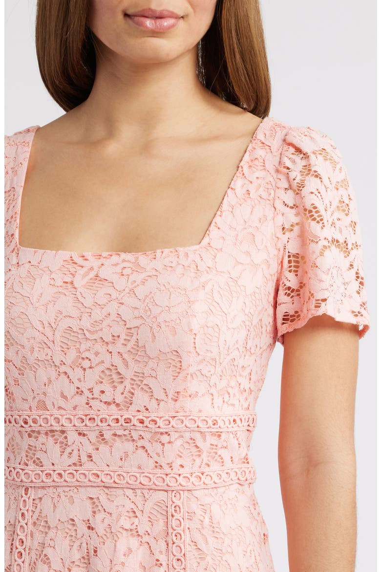 Square Neck Puff Sleeve Midi Dress, Alternate, color, BLOSSOM