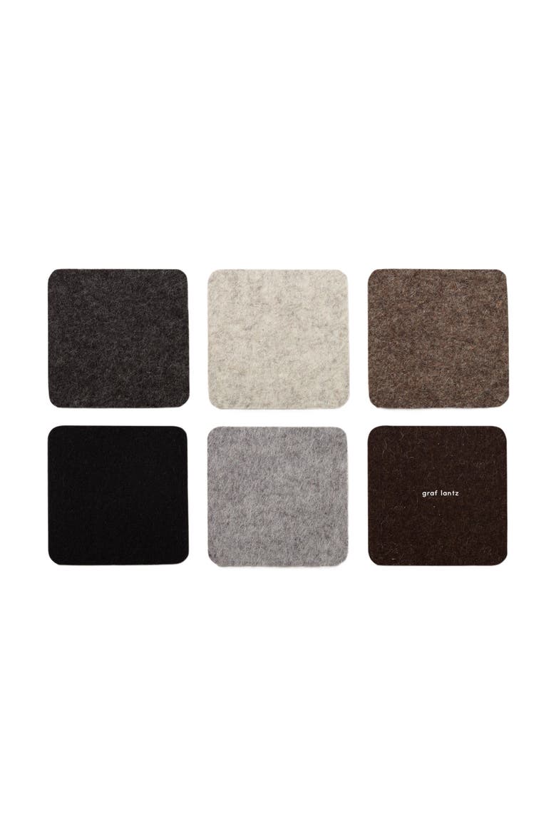 Bierfilzl Merino Wool Square Coaster Multi 6 Pack, Main, color, Earth