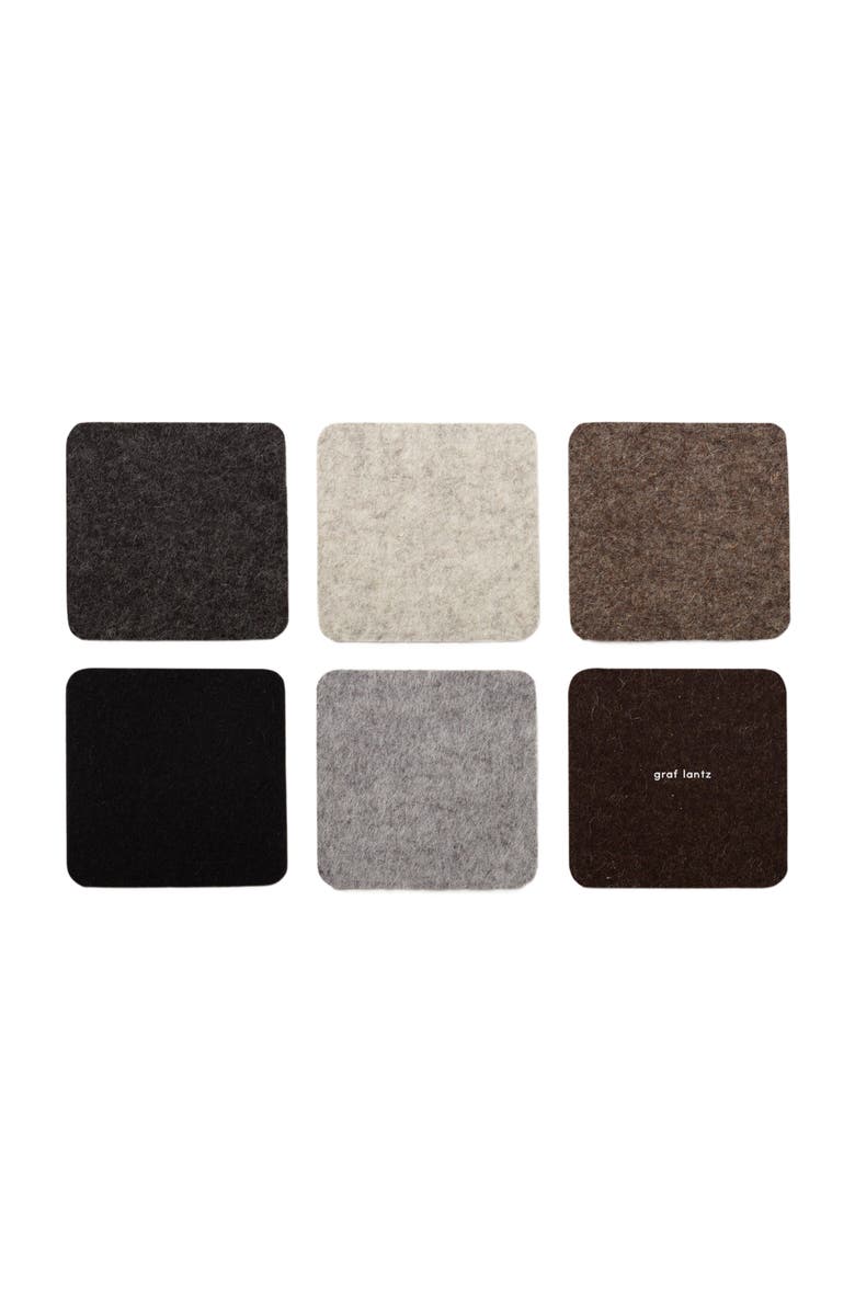 Graf Lantz Bierfilzl Merino Wool Square Coaster Multi 6 Pack, Main, color, Earth