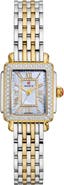 MICHELE Deco Madison Mini Diamond & Mother-of-Pearl Two-Tone Bracelet Watch, 23mm x 24mm