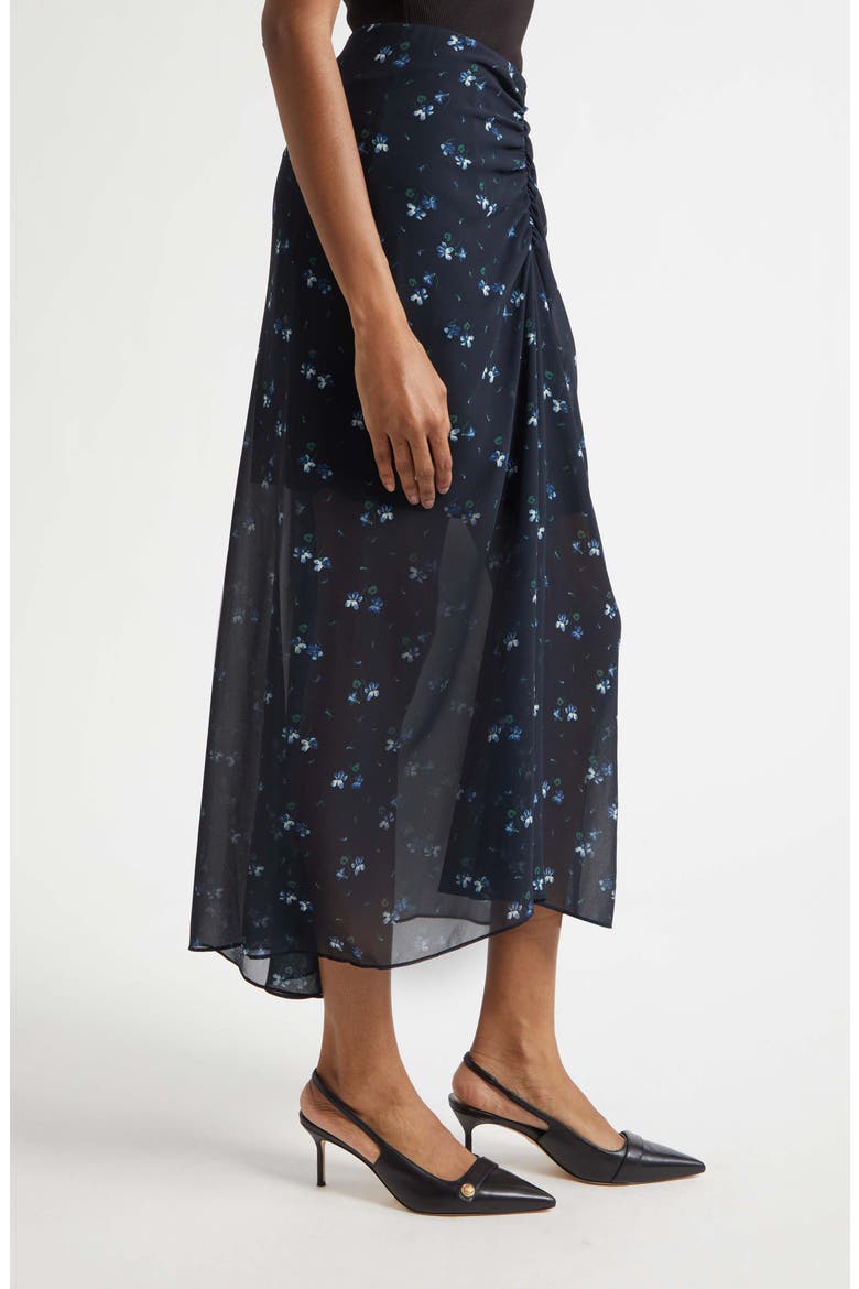 Limani Ruched Midi Skirt, Alternate, color, BLUE/ BLACK MULTI