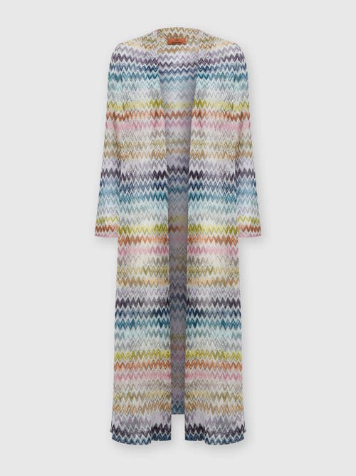 Shop Missoni Long Cardigan In Viscose Blend Zig Zag Lamé In Multicoloured