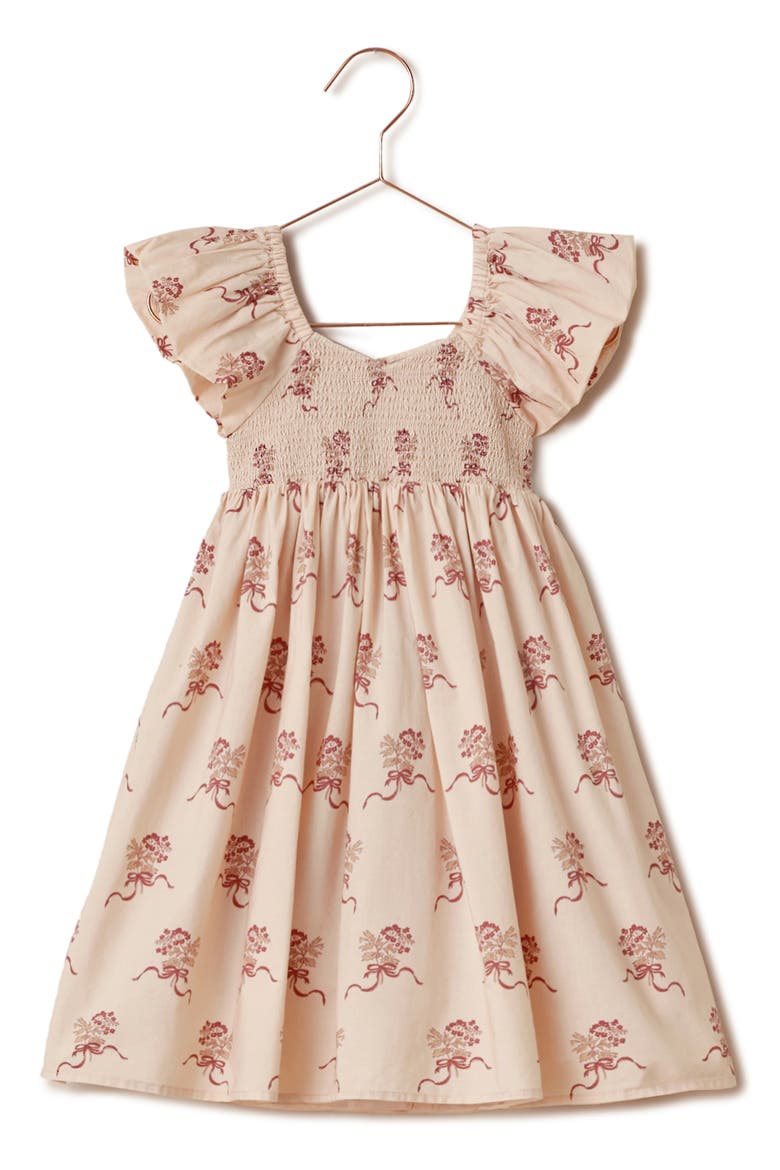 Kids' Hazel Smocked Cotton Dress, Main, color, ECRU